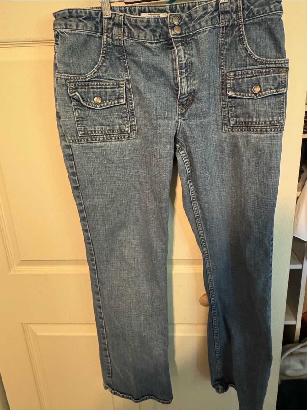 Old Navy Light Blue Straight Leg Jeans with Front Flap Pockets
